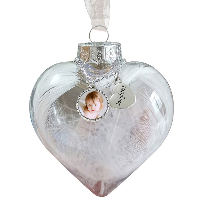 Custom Photo Heart Bottle Ornament - handmade