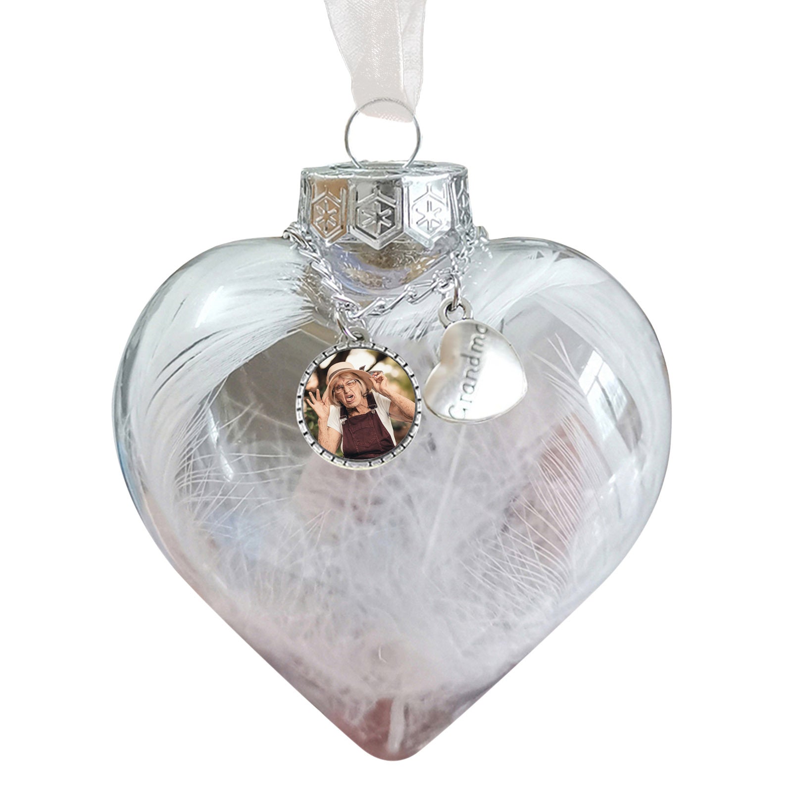 Custom Photo Heart Bottle Ornament - handmade