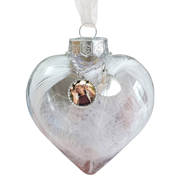 Custom Photo Heart Bottle Ornament - handmade