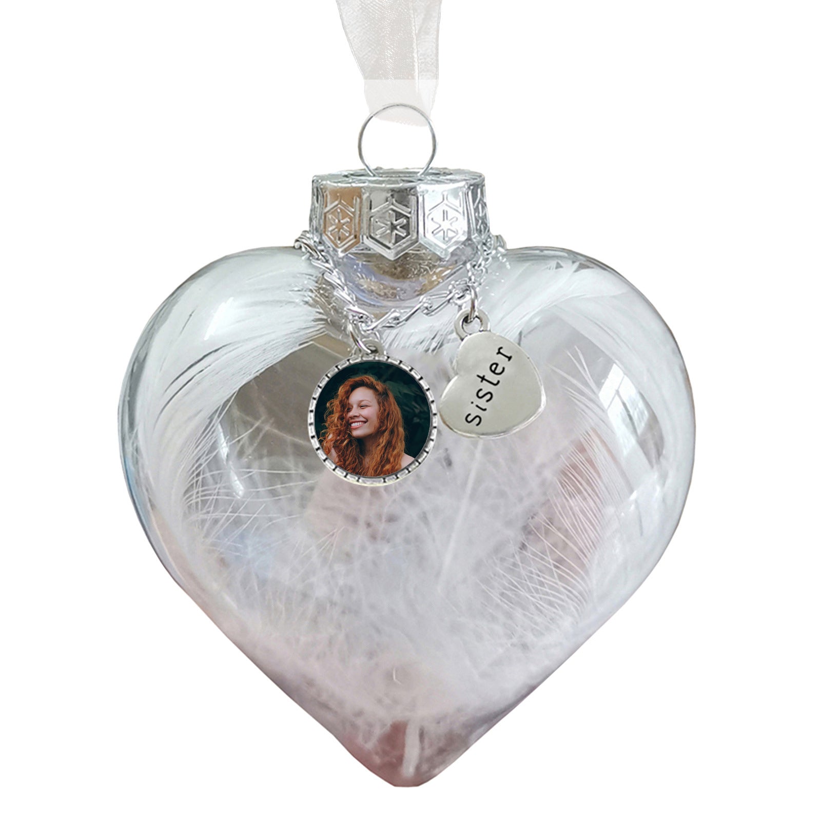 Custom Photo Heart Bottle Ornament - handmade