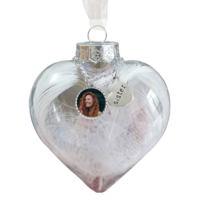 Custom Photo Heart Bottle Ornament - handmade