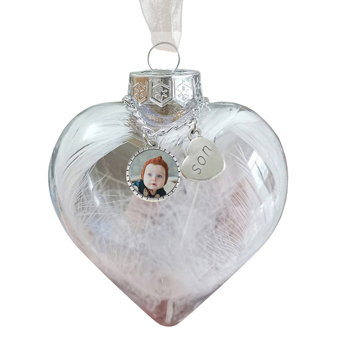 Custom Photo Heart Bottle Ornament - handmade