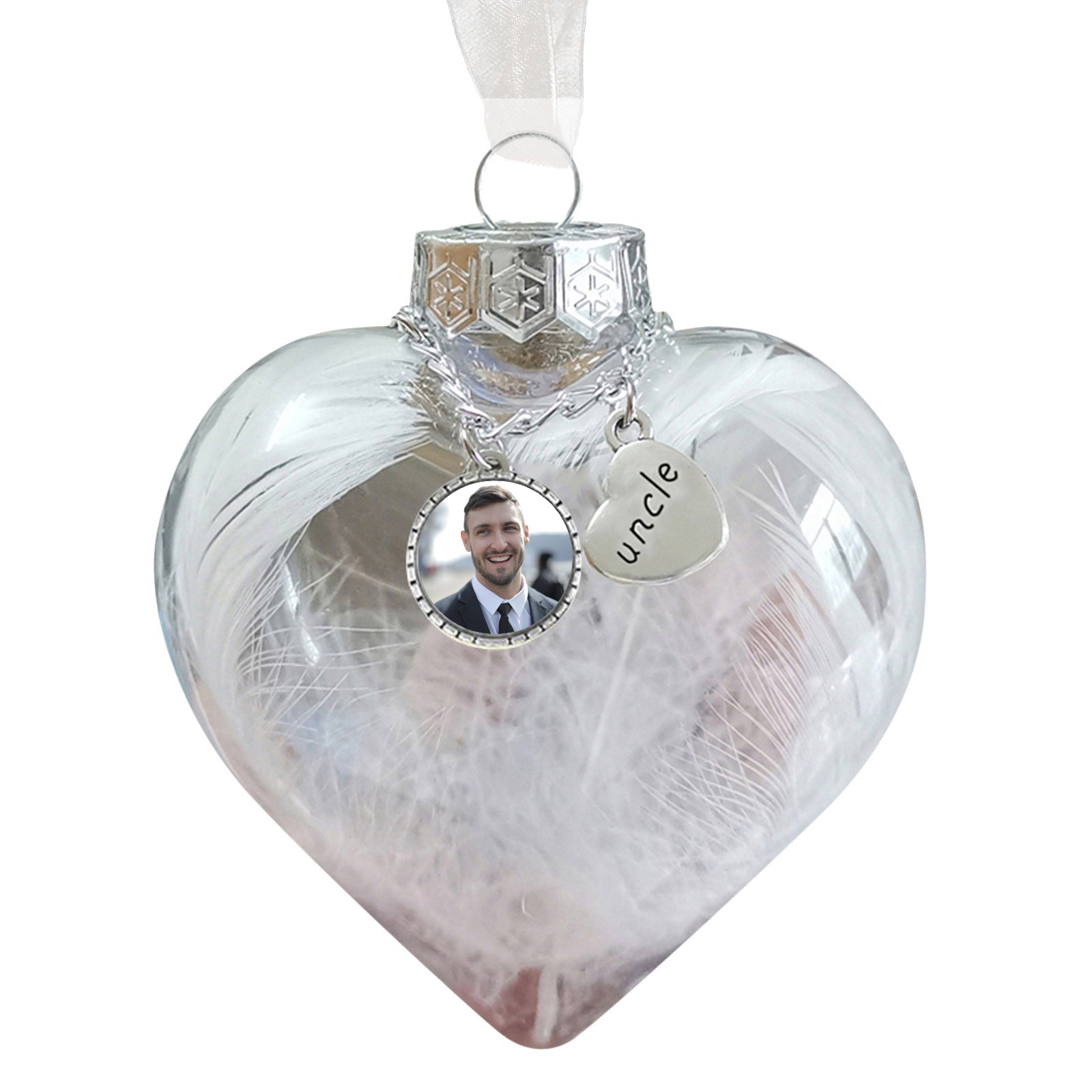 Custom Photo Heart Bottle Ornament - handmade