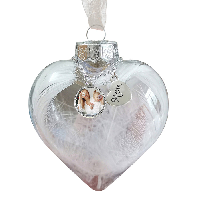 Custom Photo Heart Bottle Ornament - handmade