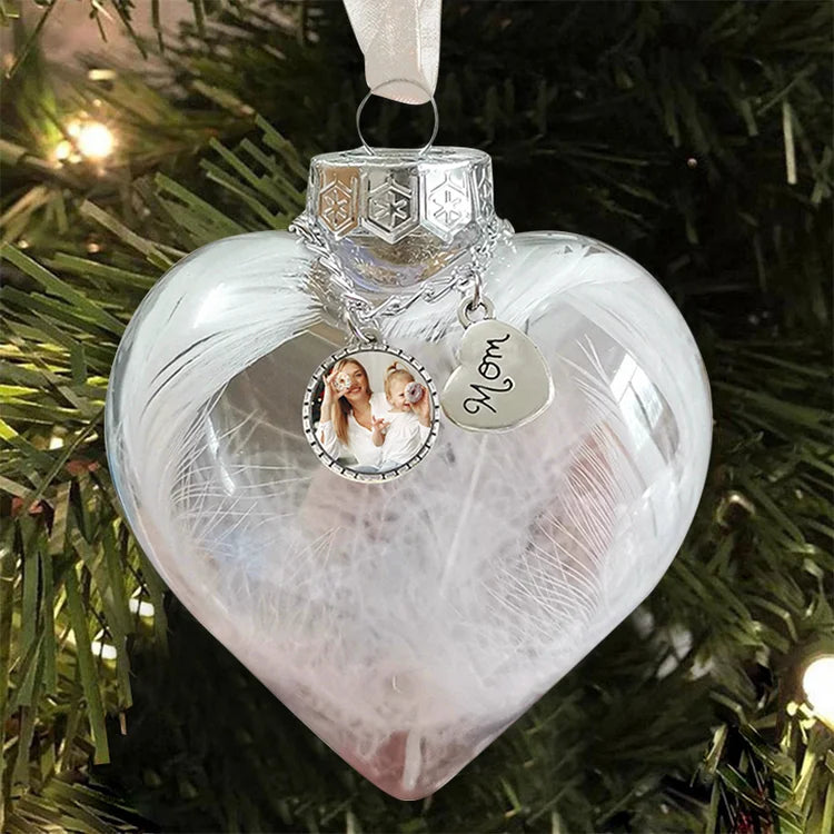 Custom Photo Heart Bottle Ornament - handmade