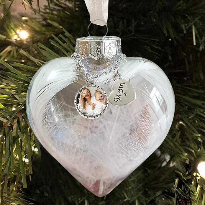 Custom Photo Heart Bottle Ornament - handmade