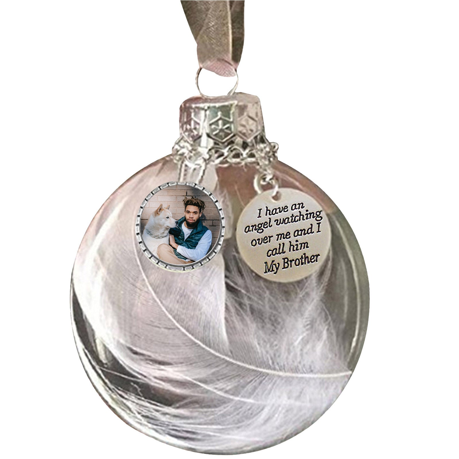 Custom Photo Feather Bottle Ornament - handmade