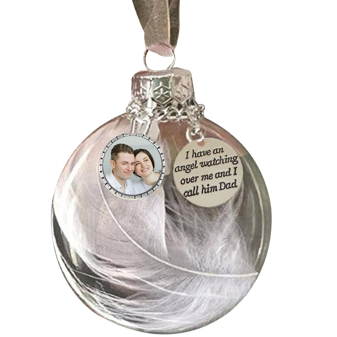 Custom Photo Feather Bottle Ornament - handmade