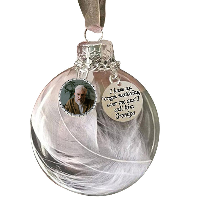 Custom Photo Feather Bottle Ornament - handmade