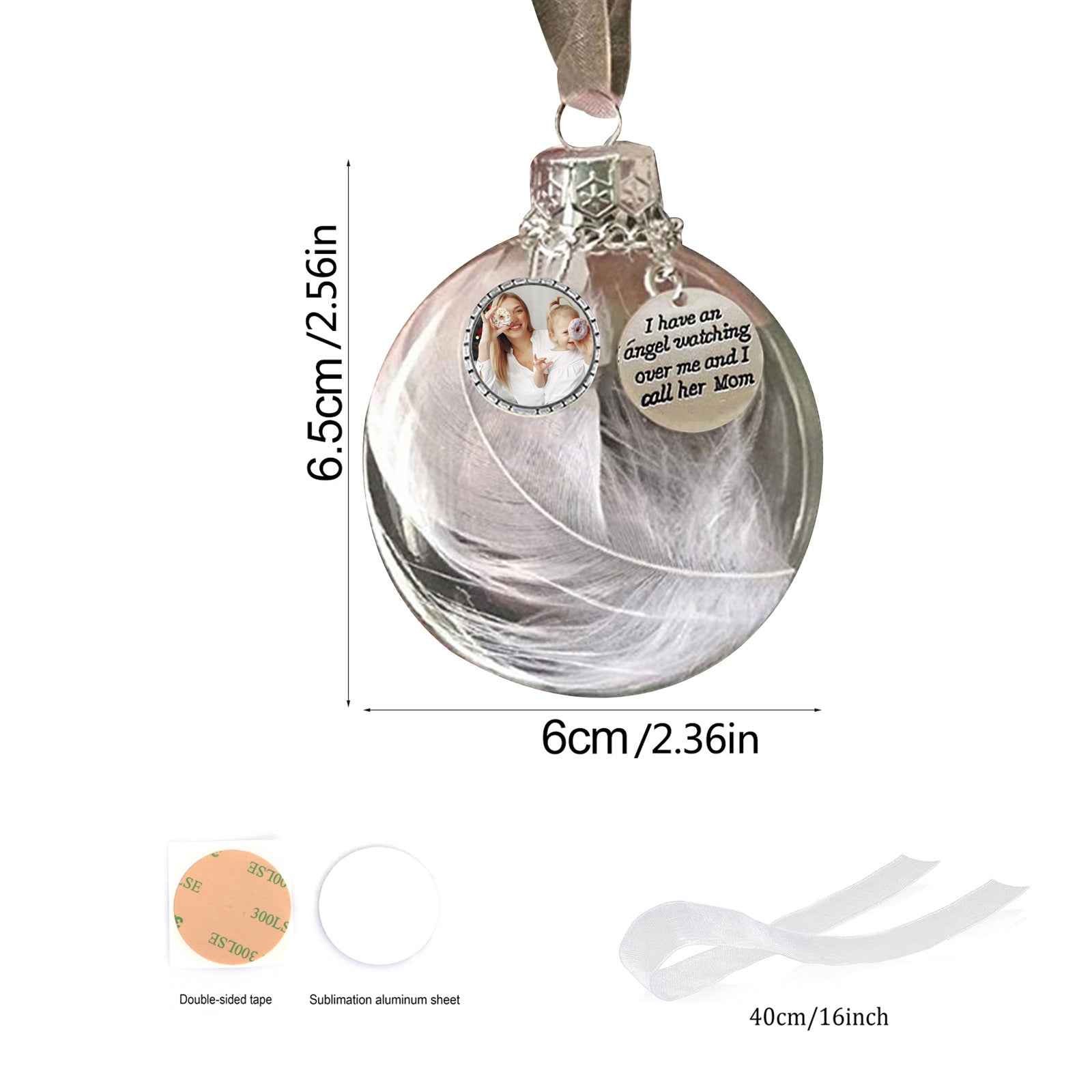 Custom Photo Feather Bottle Ornament - handmade