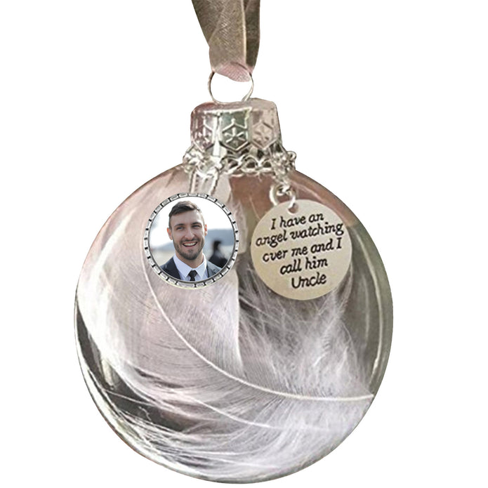 Custom Photo Feather Bottle Ornament - handmade