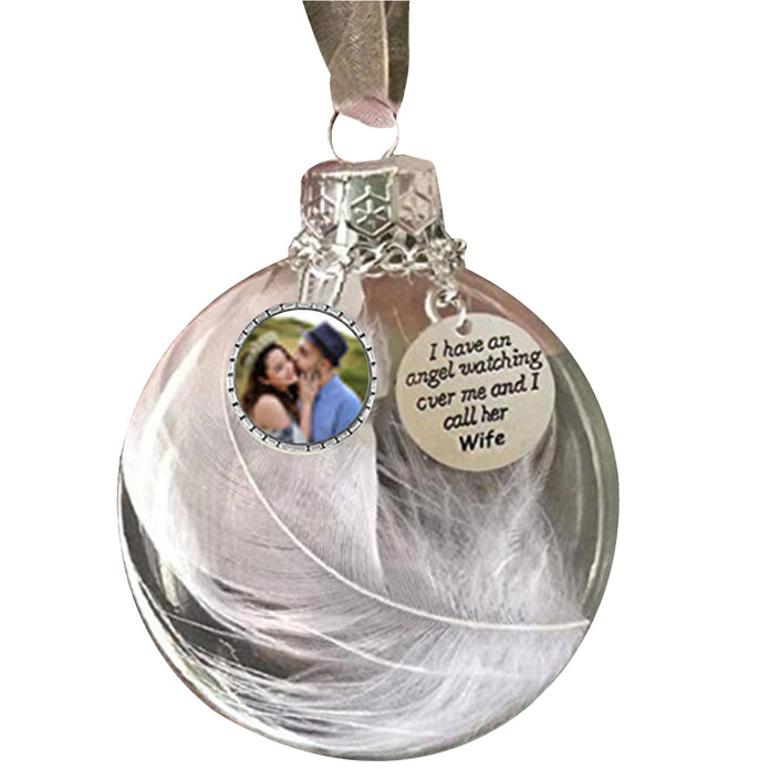 Custom Photo Feather Bottle Ornament - handmade