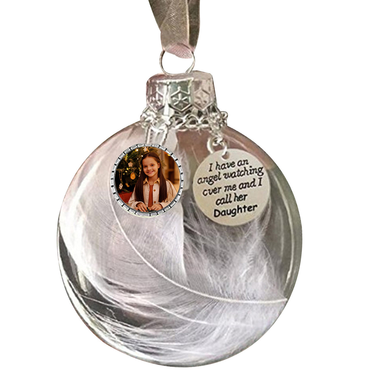 Custom Photo Feather Bottle Ornament - handmade