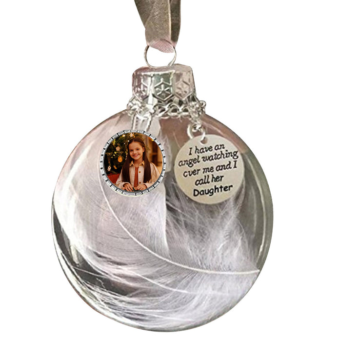 Custom Photo Feather Bottle Ornament - handmade