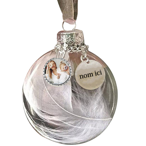 Custom Photo Feather Bottle Ornament - handmade