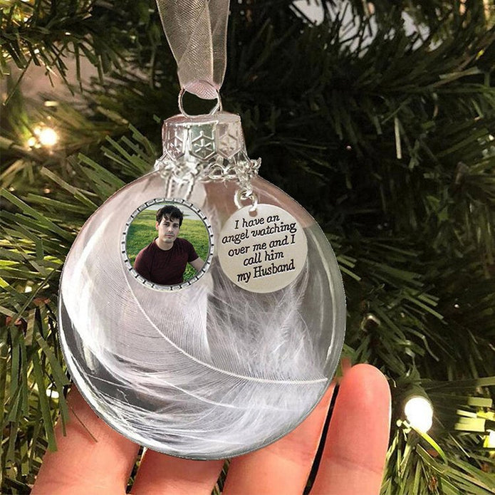 Custom Photo Feather Bottle Ornament - handmade