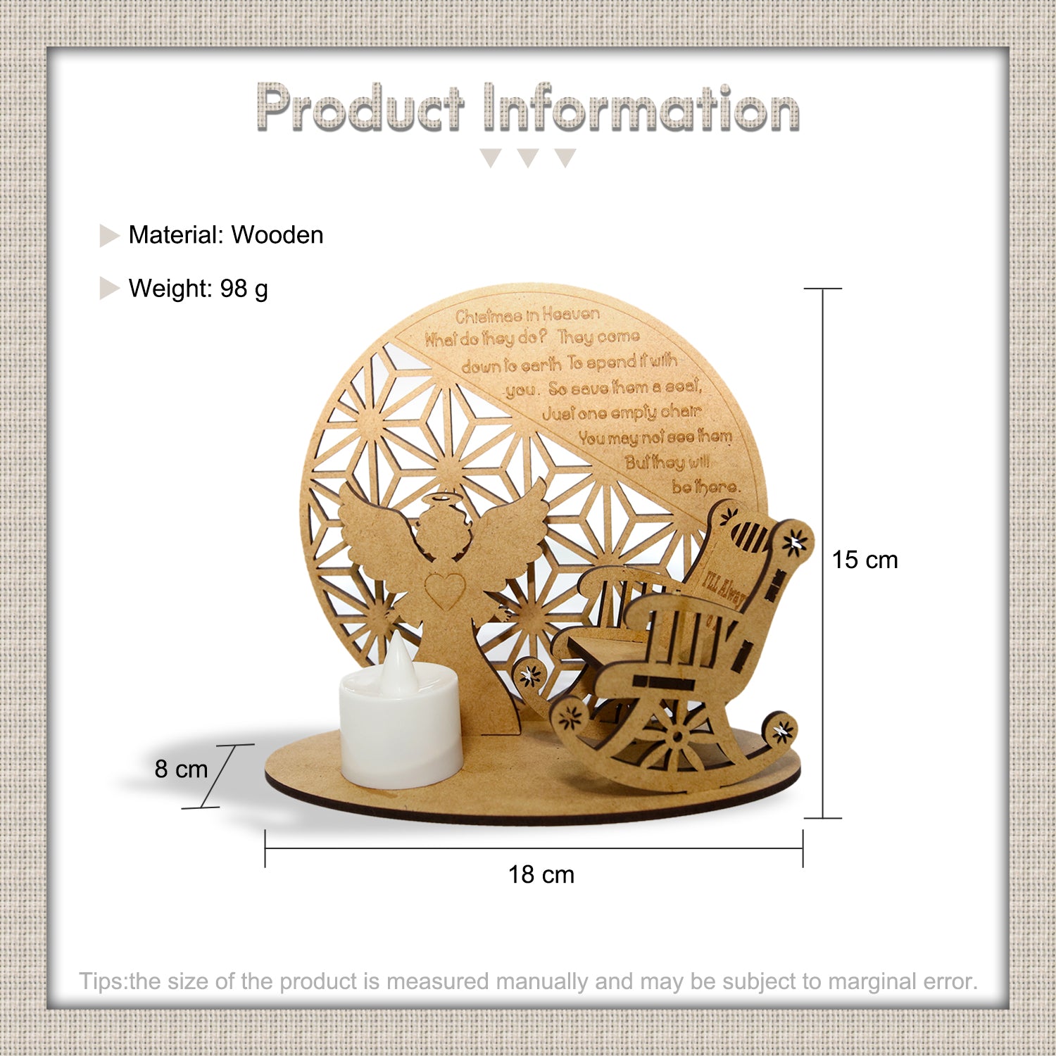 Custom Name Wooden Angel Ornament with Chair - handmade