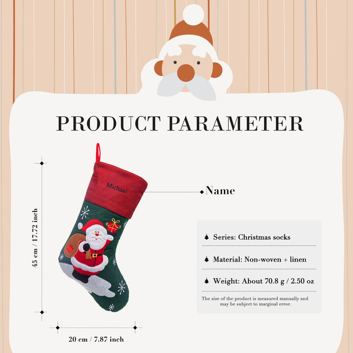 Custom Name Christmas Sock Ornament - handmade