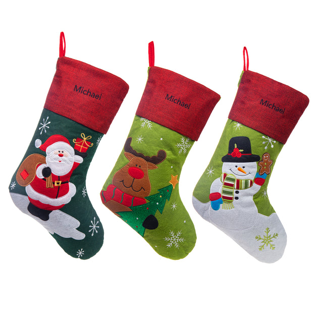 Custom Name Christmas Sock Ornament - handmade