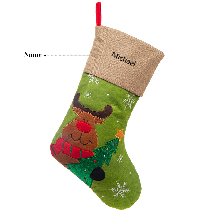 Custom Name Christmas Sock Ornament - handmade