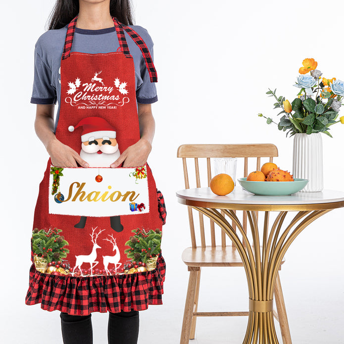 Custom Name Christmas Apron - handmade