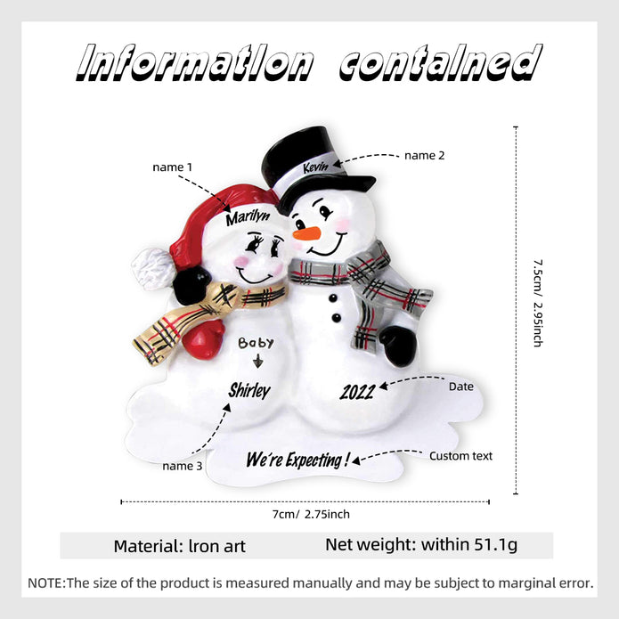 Custom Name Christmas Snowman Ornament - handmade