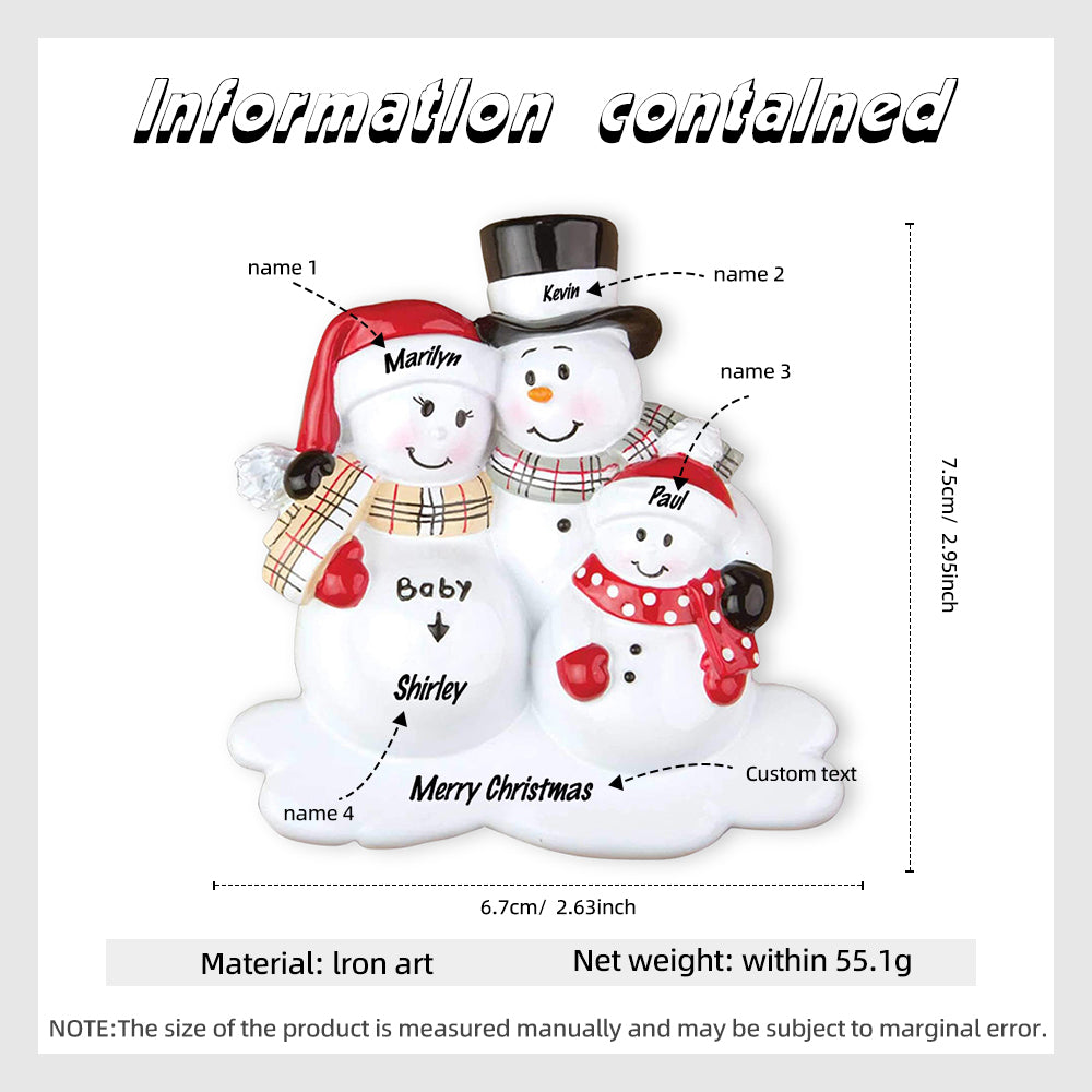 Custom Name Christmas Snowman Ornament - handmade