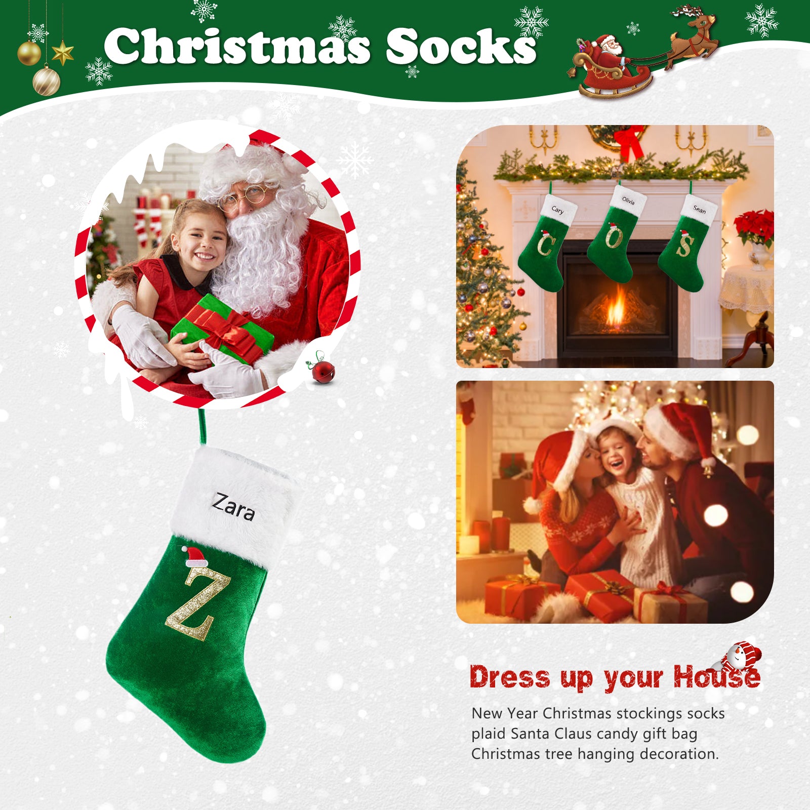 Custom Name Christmas Socks - handmade
