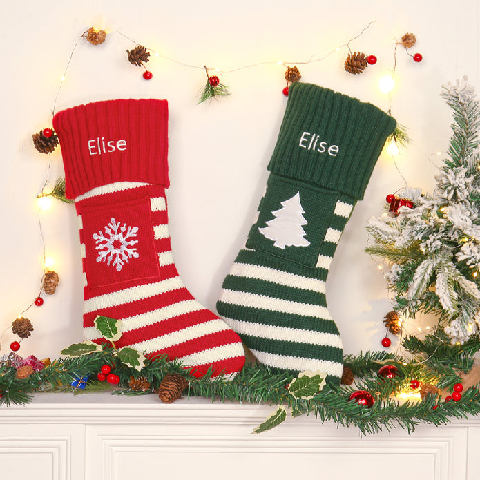 Personalised Snowflake Tree Christmas Socks - handmade