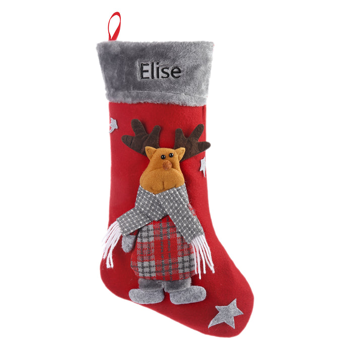 Personalised Elk Snowman Christmas Socks - handmade