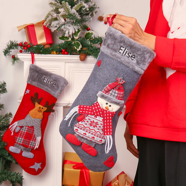 Personalised Elk Snowman Christmas Socks - handmade