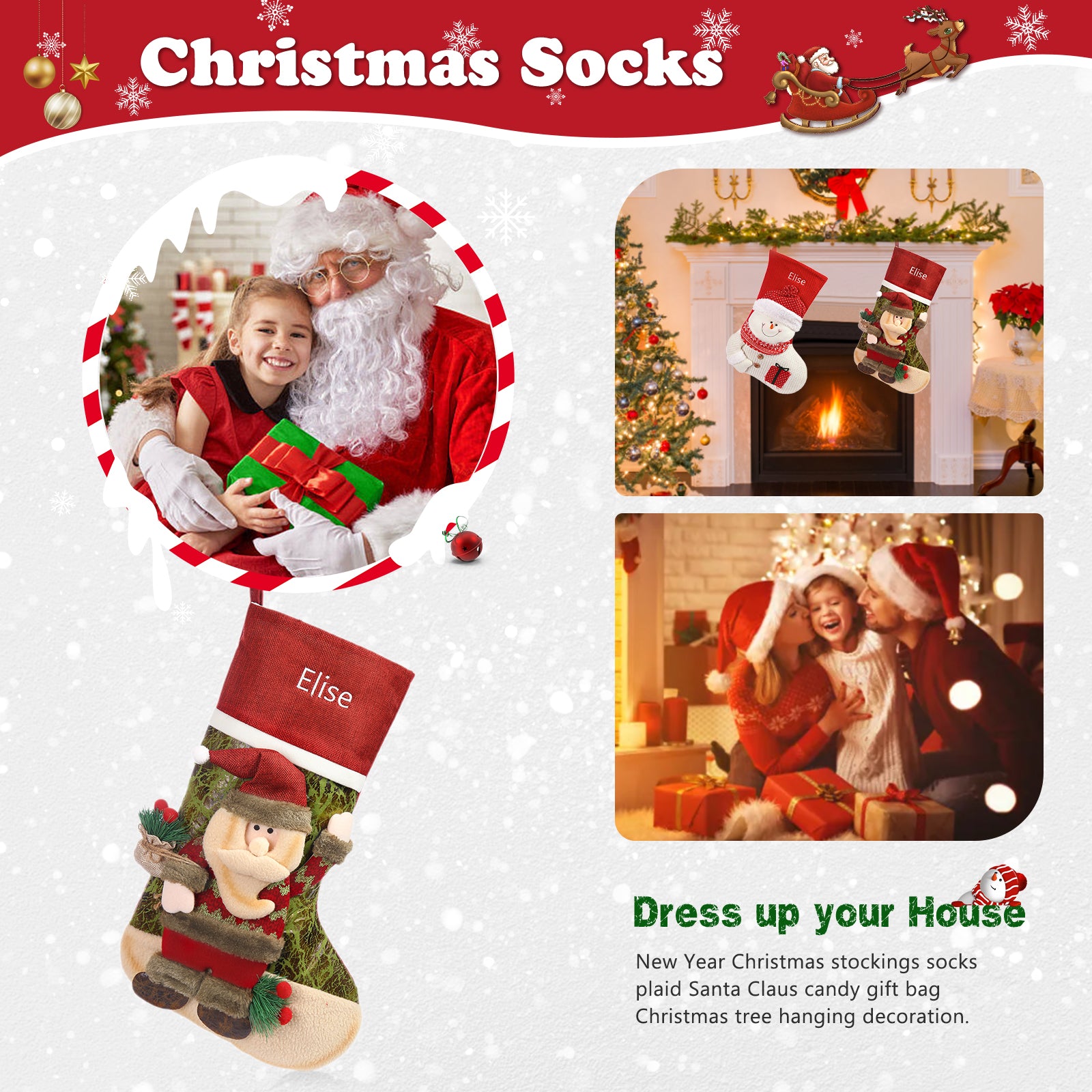 Personalised Snowman Christmas Socks - handmade