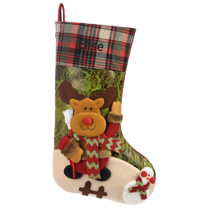 Custom Snowman Elk Christmas Socks - handmade