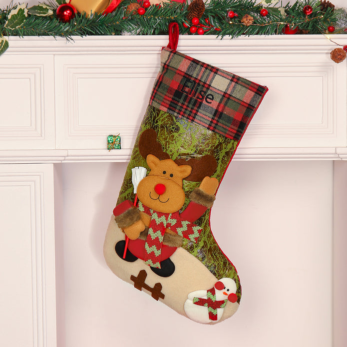 Custom Snowman Elk Christmas Socks - handmade