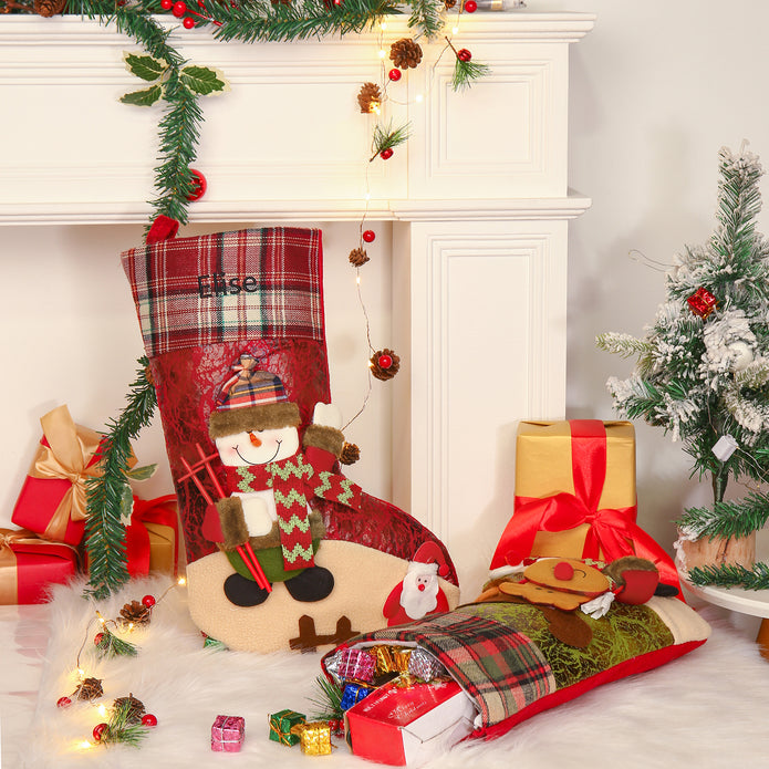 Custom Snowman Elk Christmas Socks - handmade