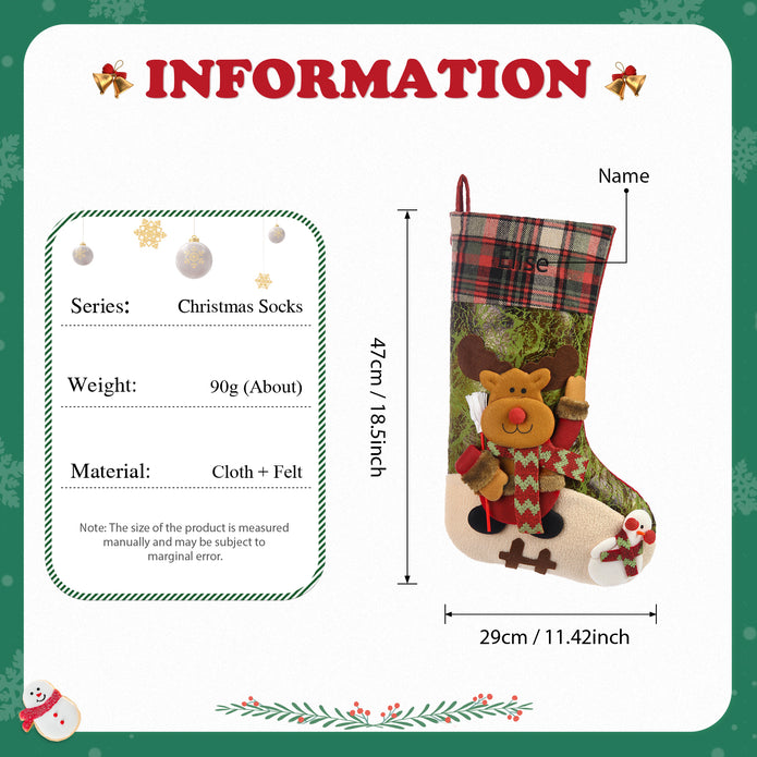 Custom Snowman Elk Christmas Socks - handmade