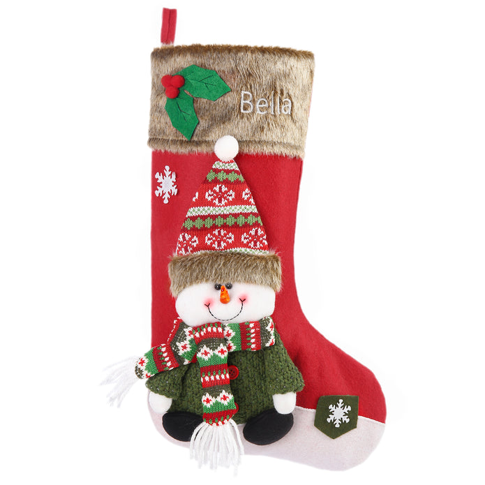 Custom Snowman Elk Christmas Socks - handmade