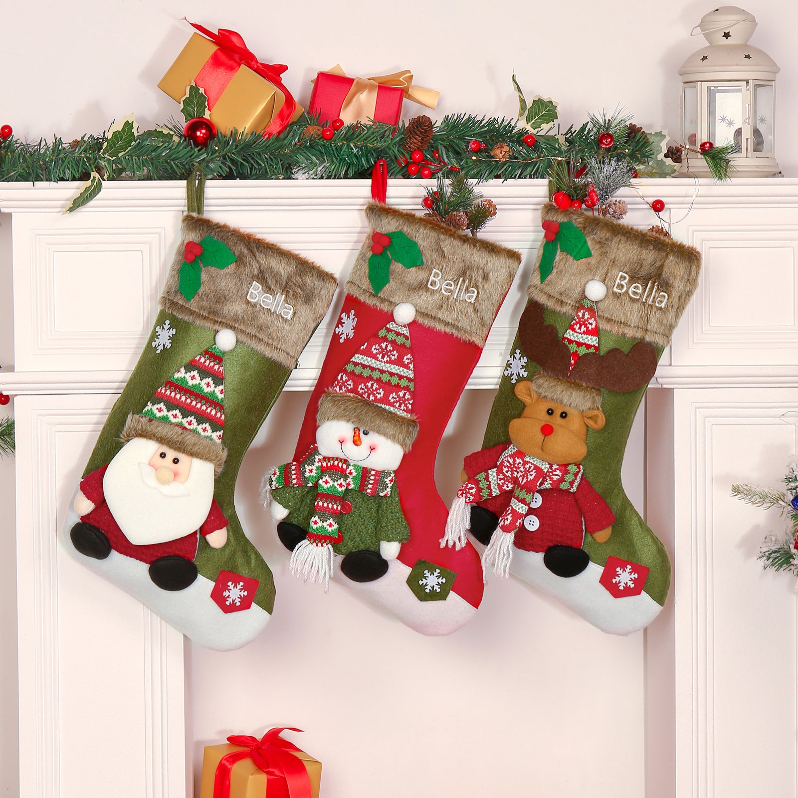 Custom Snowman Elk Christmas Socks - handmade