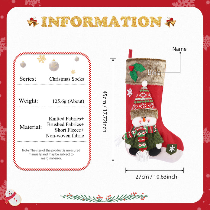 Custom Snowman Elk Christmas Socks - handmade