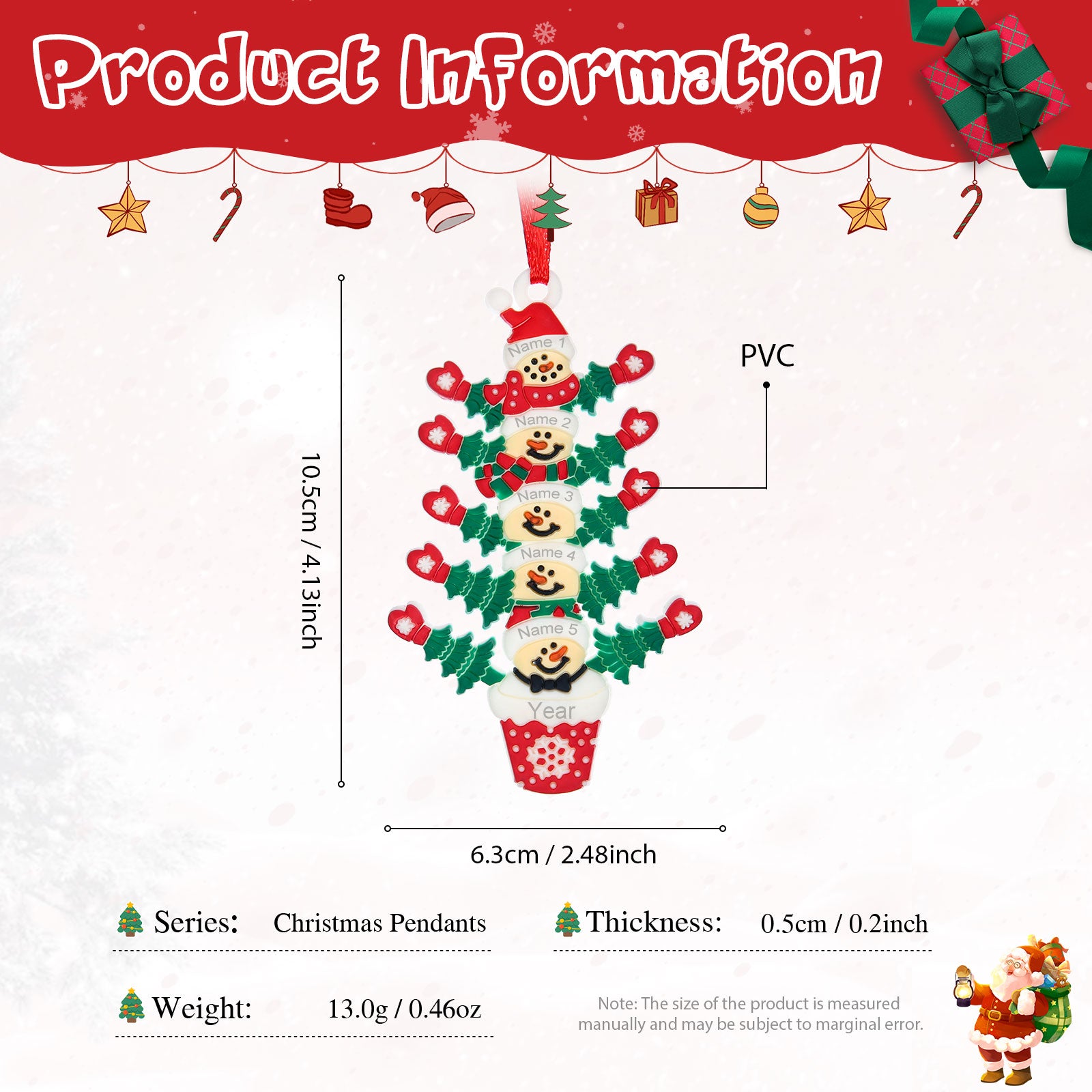 Personalised Christmas Name Pendants - handmade