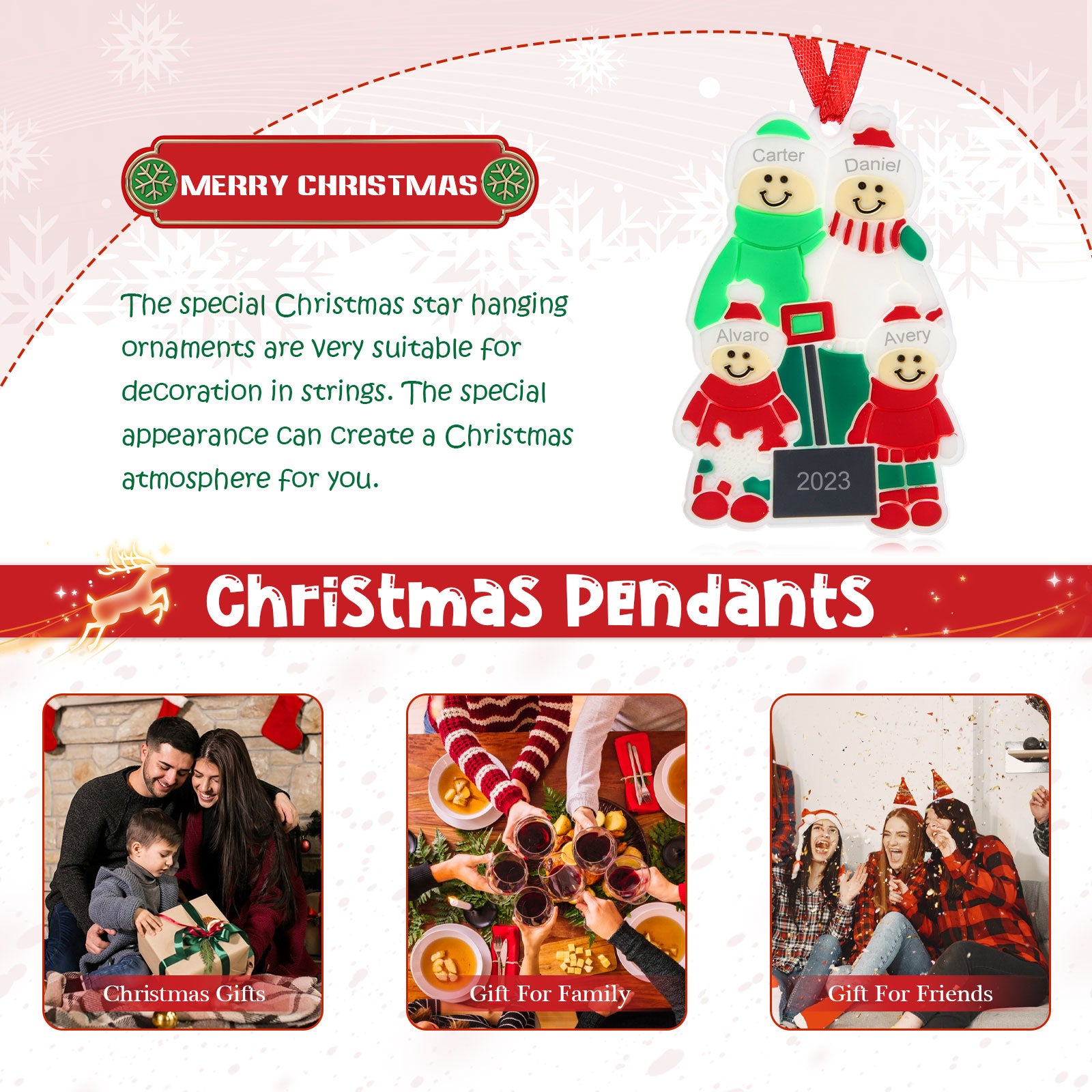 Personalised Christmas Name Pendants - handmade