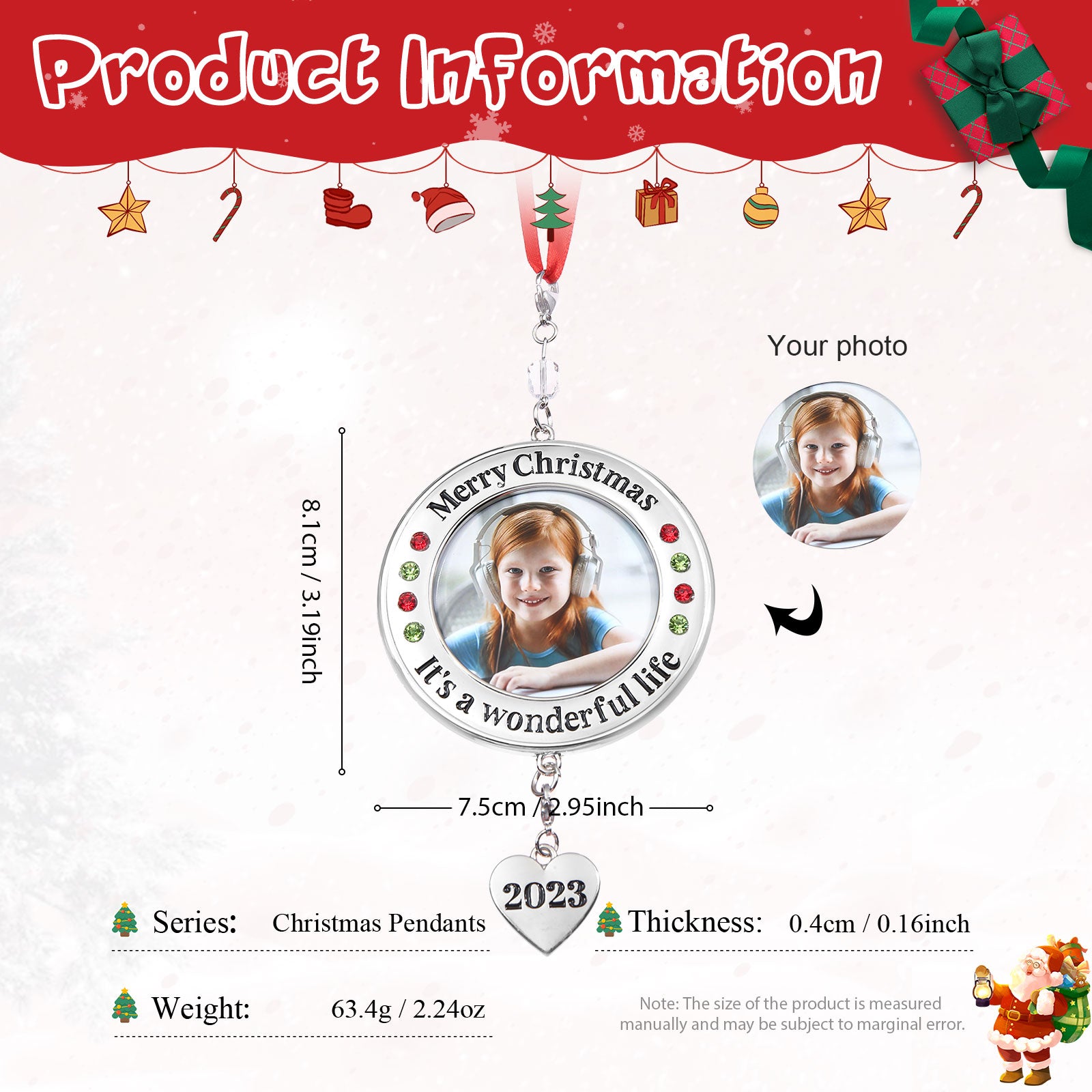 Personalised Christmas Photo Ornaments - handmade
