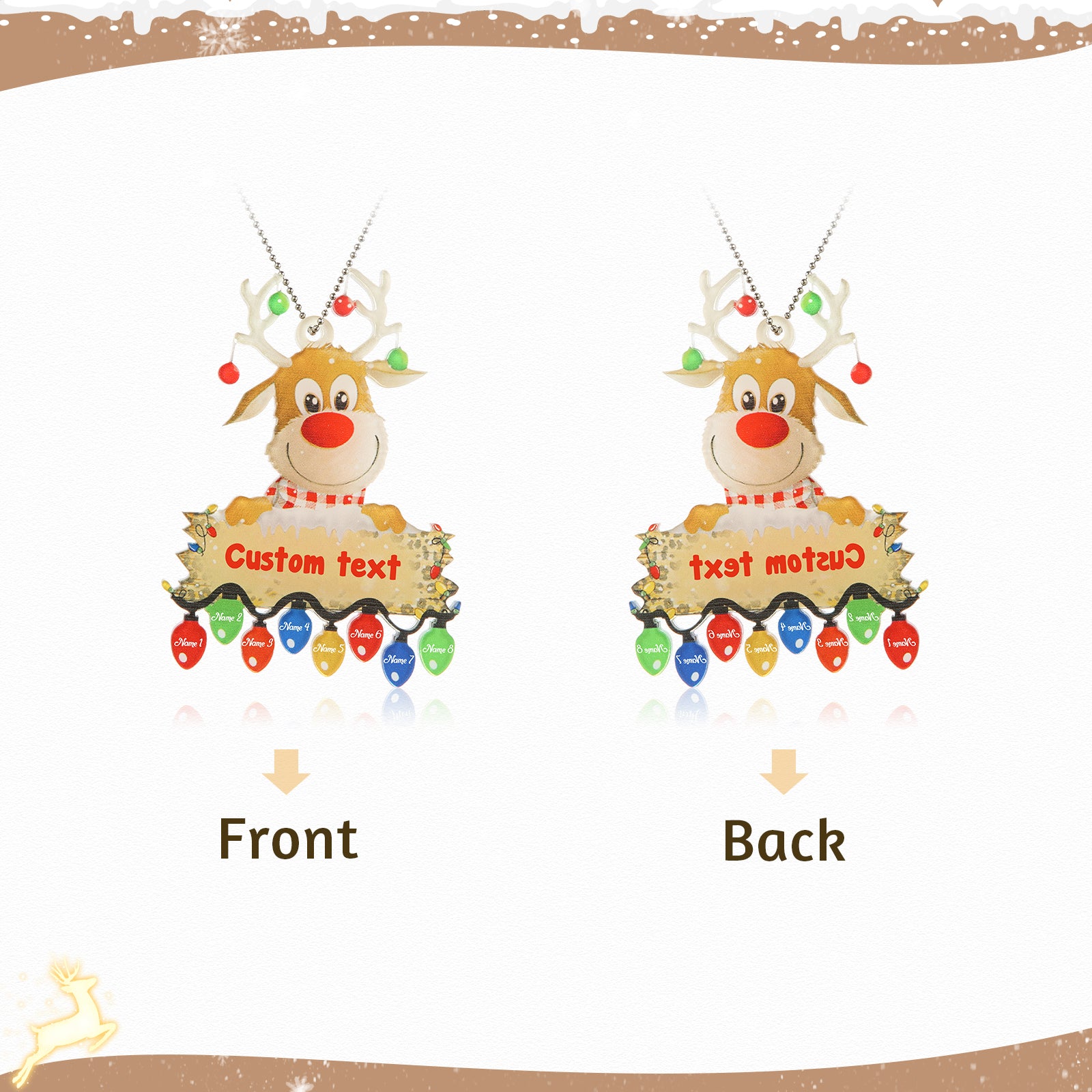 Personalised Deer Acrylic Christmas Ornament - handmade