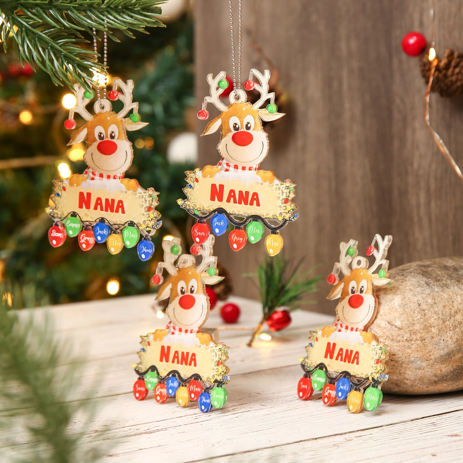 Personalised Deer Acrylic Christmas Ornament - handmade