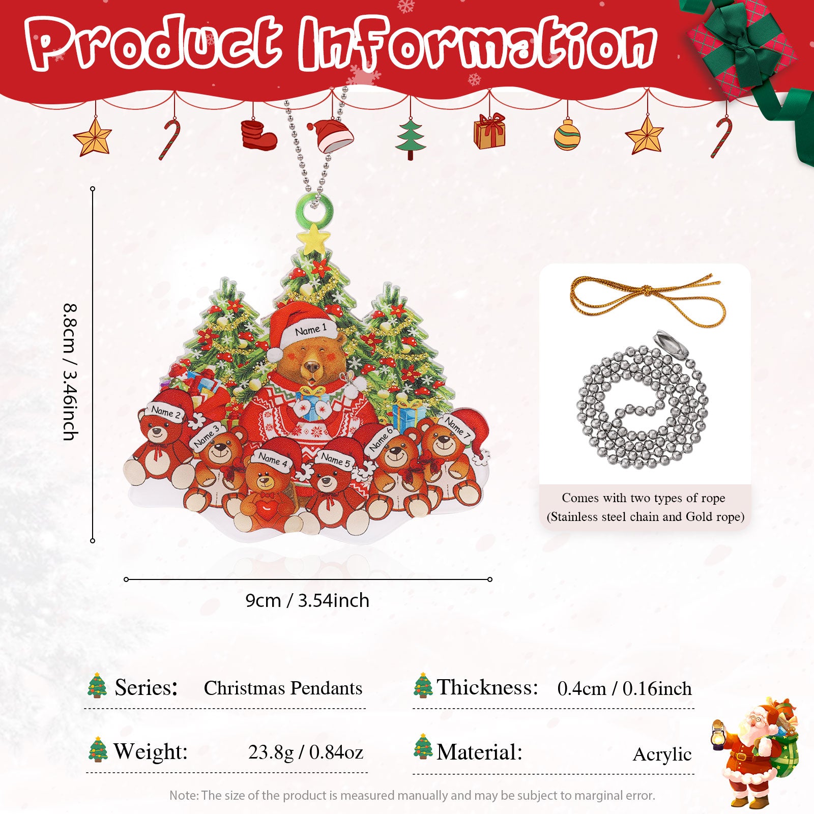 Personalised Acrylic Christmas Ornament - handmade