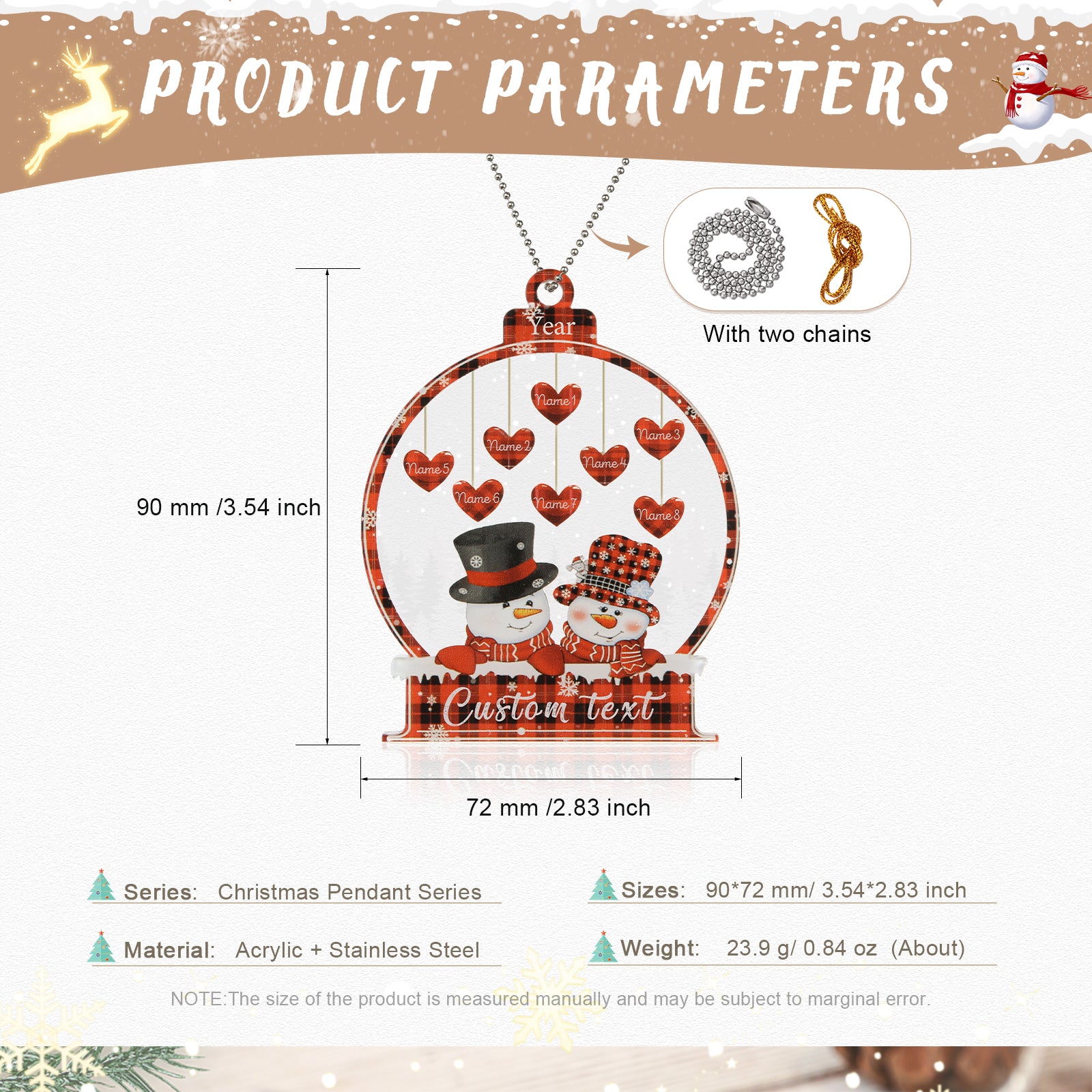 Personalised Heart Christmas Ornament - handmade