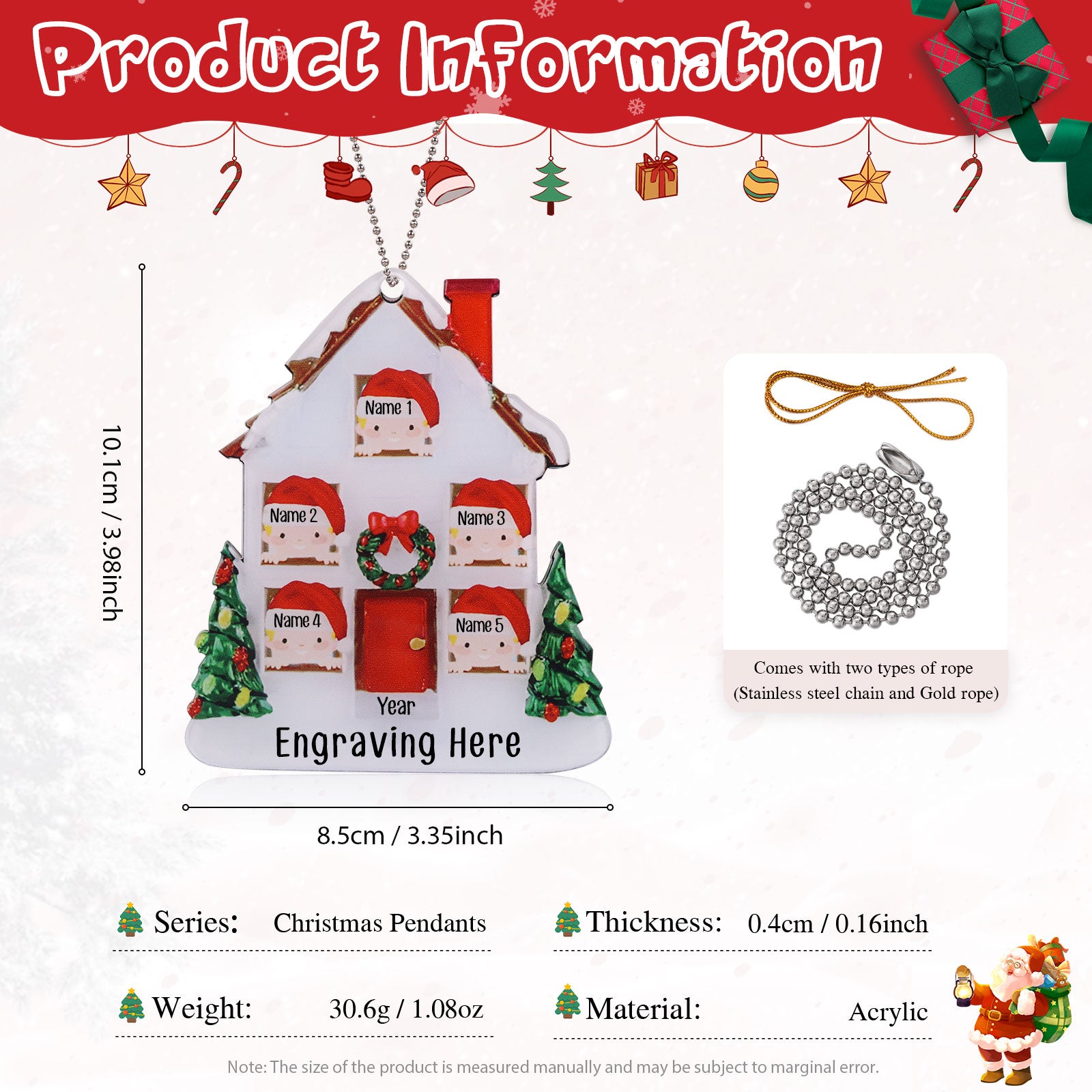 Personalised House Christmas Ornament - handmade