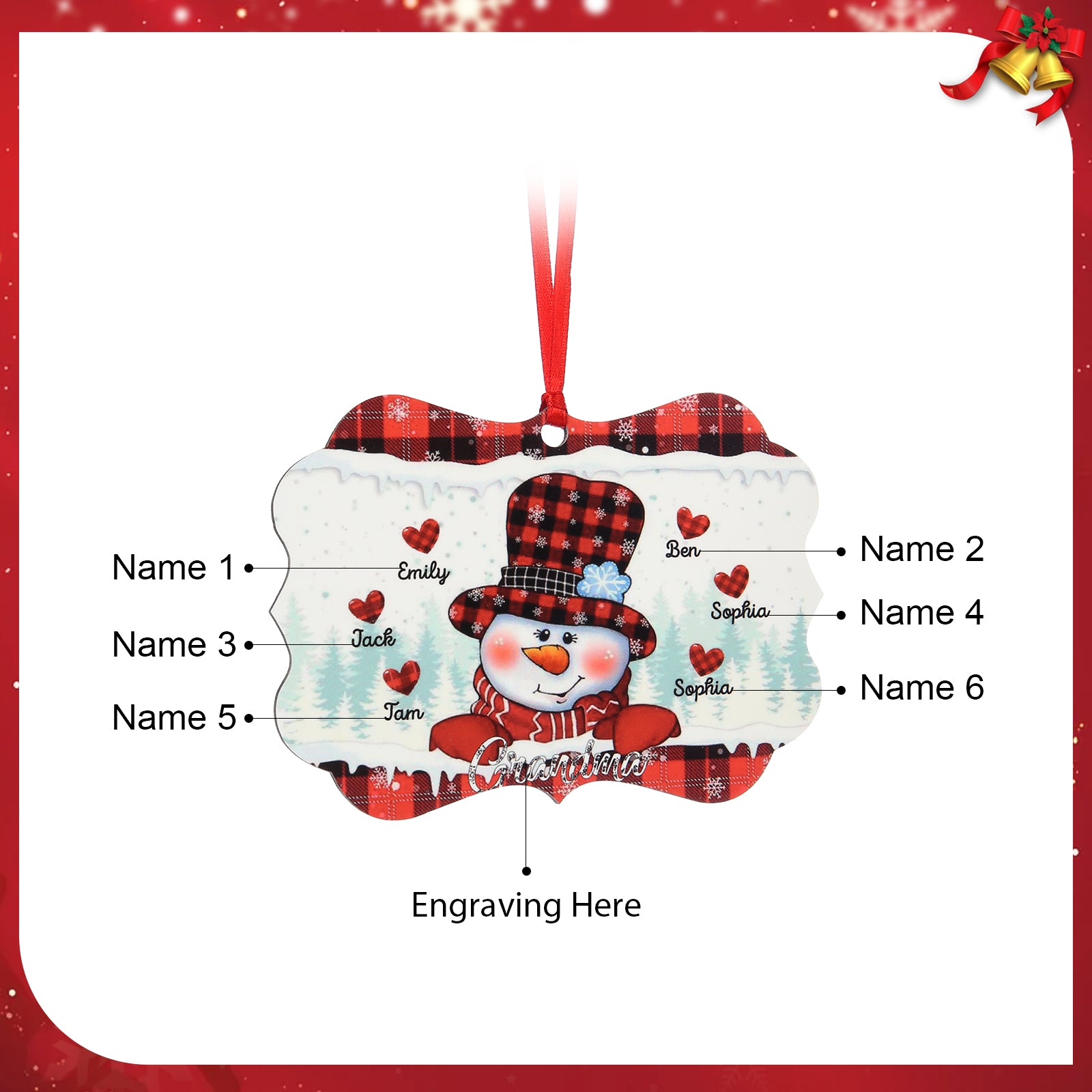 Personalised Snowman Christmas Ornament - handmade