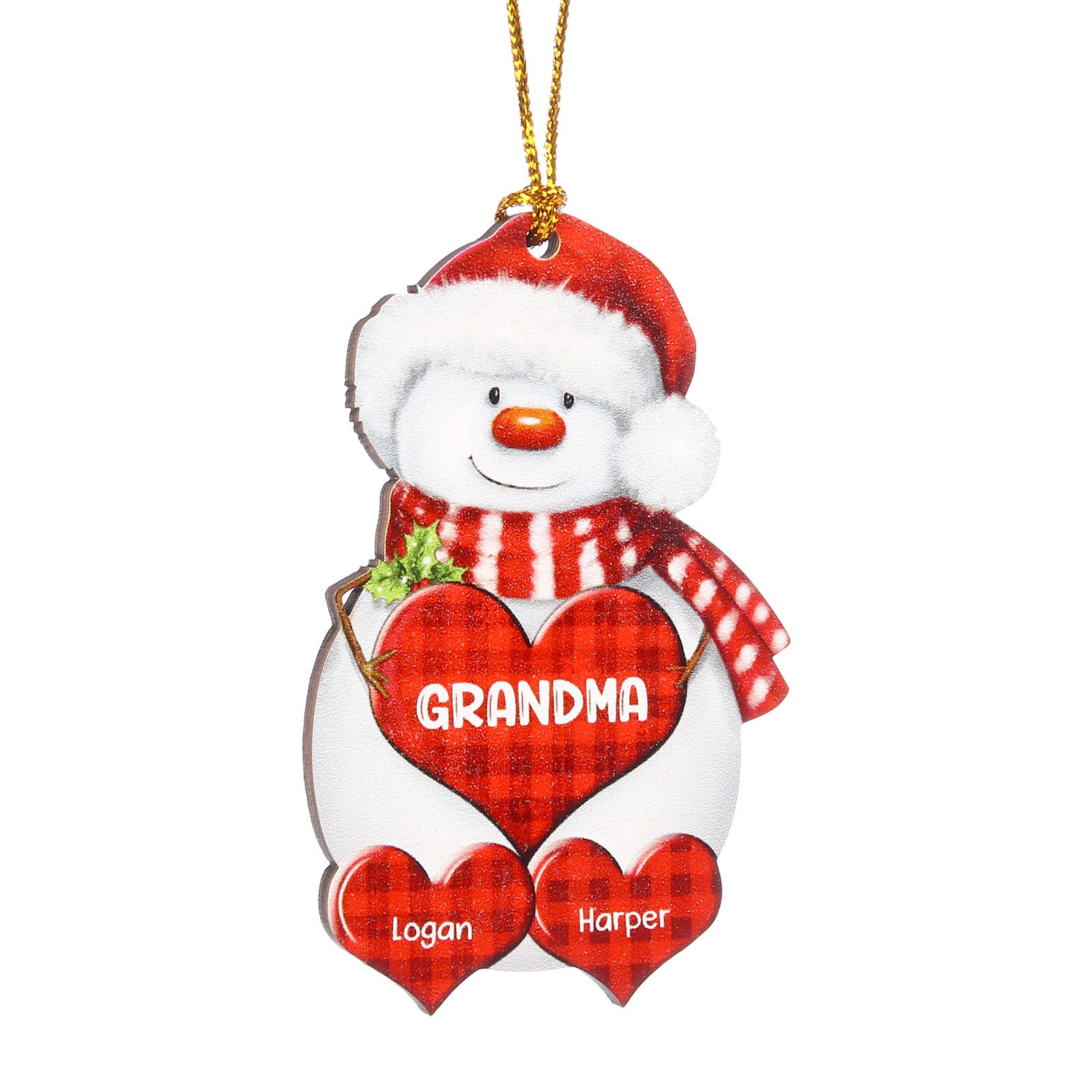 Personalised Snowman Heart Christmas Ornament - handmade