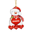 Personalised Snowman Heart Christmas Ornament - handmade